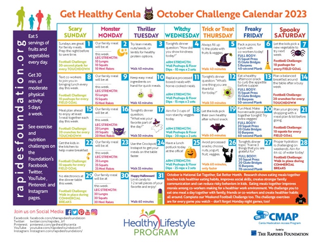 October Challenge Calendar Encourages Eating Healthy as a Family