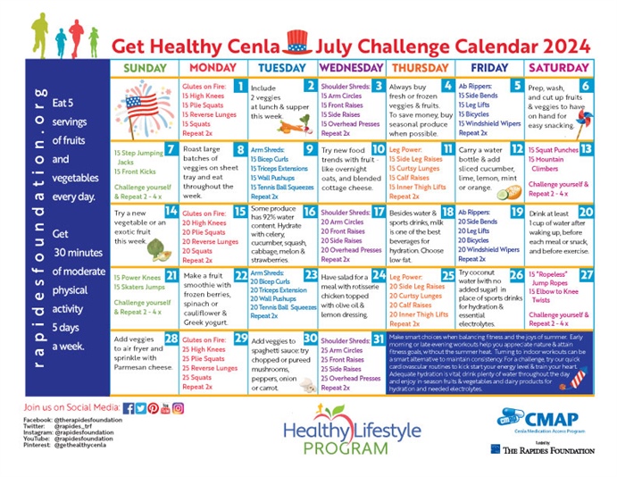 July Challenge Calendar Encourages You to Enjoy the Outdoors