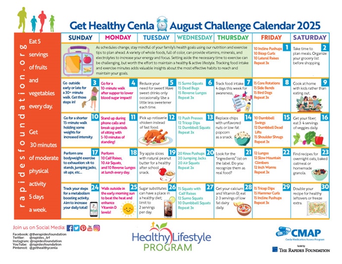 August Challenge Calendar Provides Daily Nutrition, Fitness Tips For Busy Month