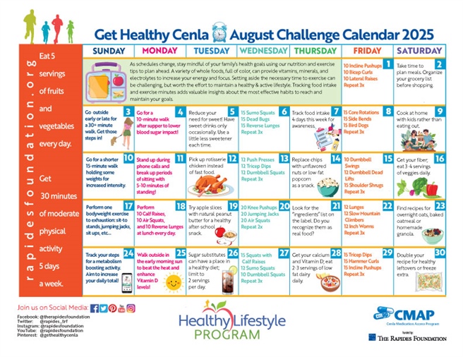 August Challenge Calendar Provides Daily Nutrition, Fitness Tips For Busy Month